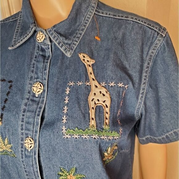 Vintage quizz petite animal SafariDenim shirt - Picture 5 of 9